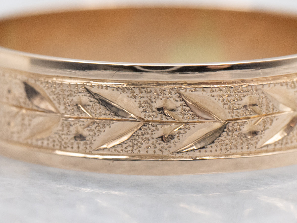 Men's Botanical Patterned Rose Gold Victorian Cigar Band