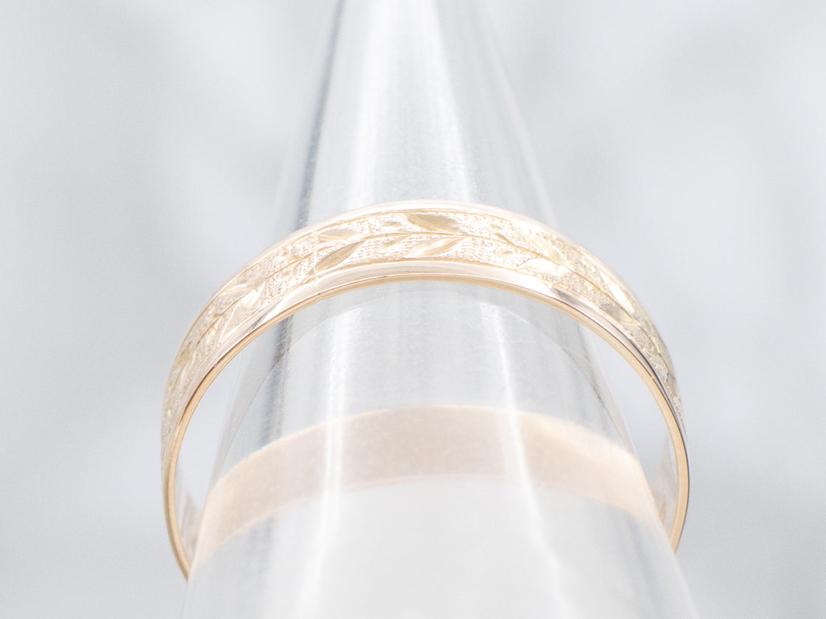 Men's Botanical Patterned Rose Gold Victorian Cigar Band