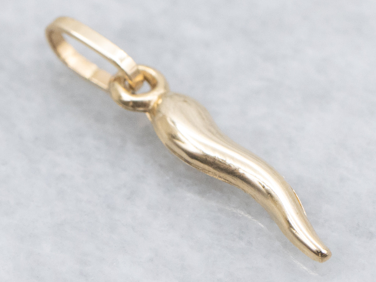 Mini Yellow Gold Italian Horn Charm Pendant