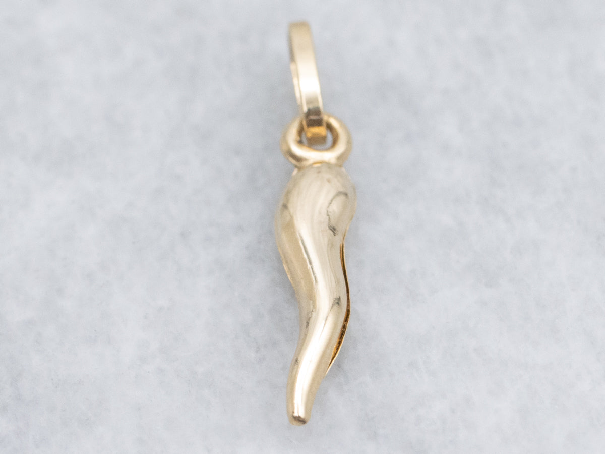 Mini Yellow Gold Italian Horn Charm Pendant