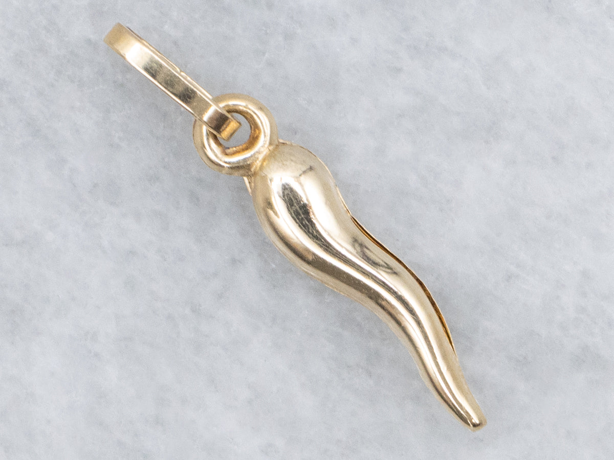 Mini Yellow Gold Italian Horn Charm Pendant