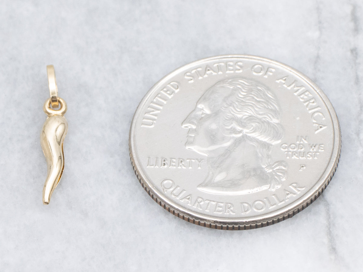Mini Yellow Gold Italian Horn Charm Pendant