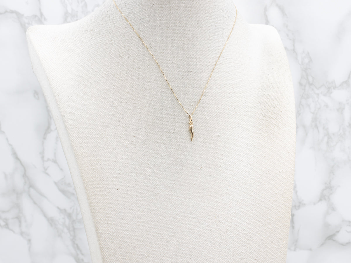 Mini Yellow Gold Italian Horn Charm Pendant