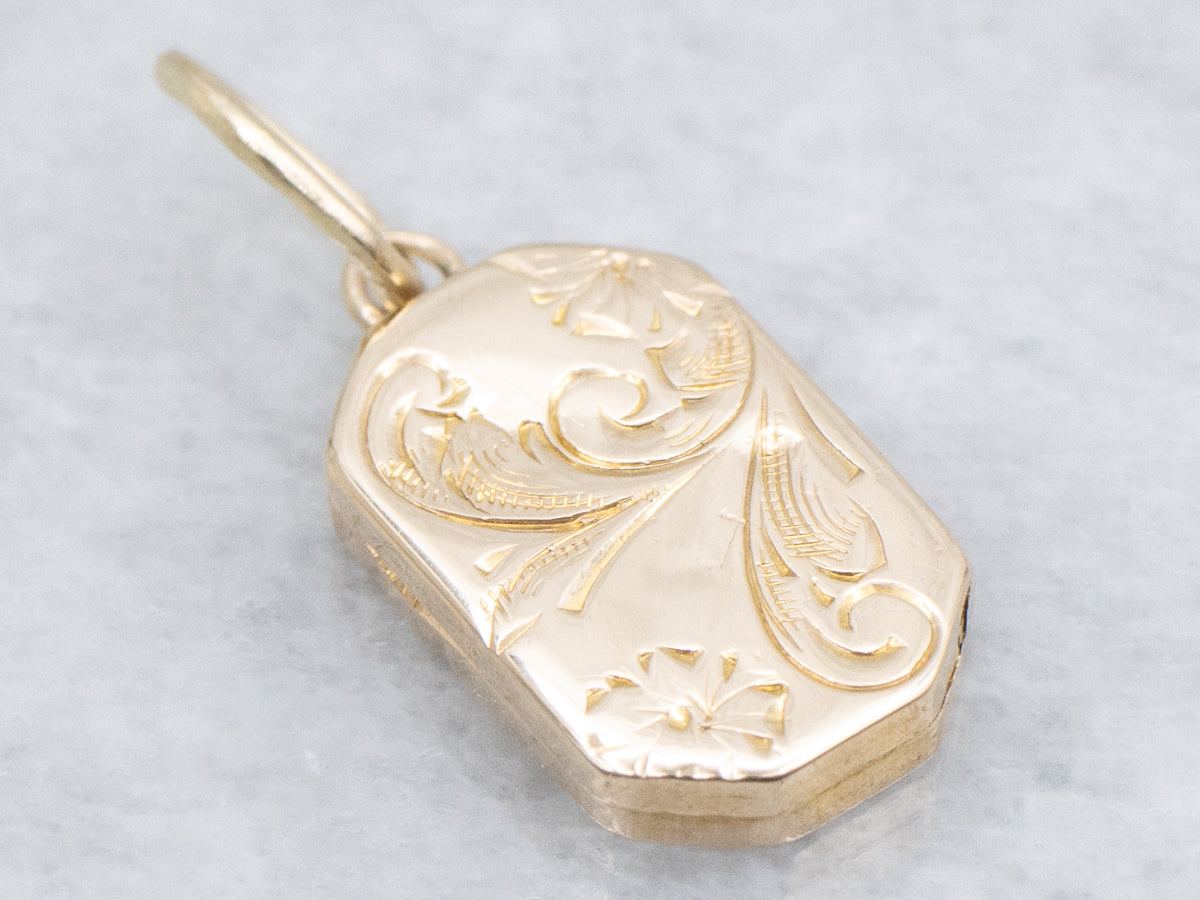 Engraved Gold Mini Rectangular Locket