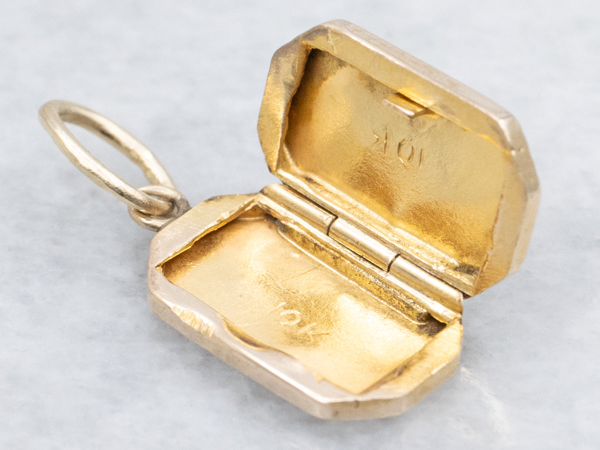 Engraved Gold Mini Rectangular Locket