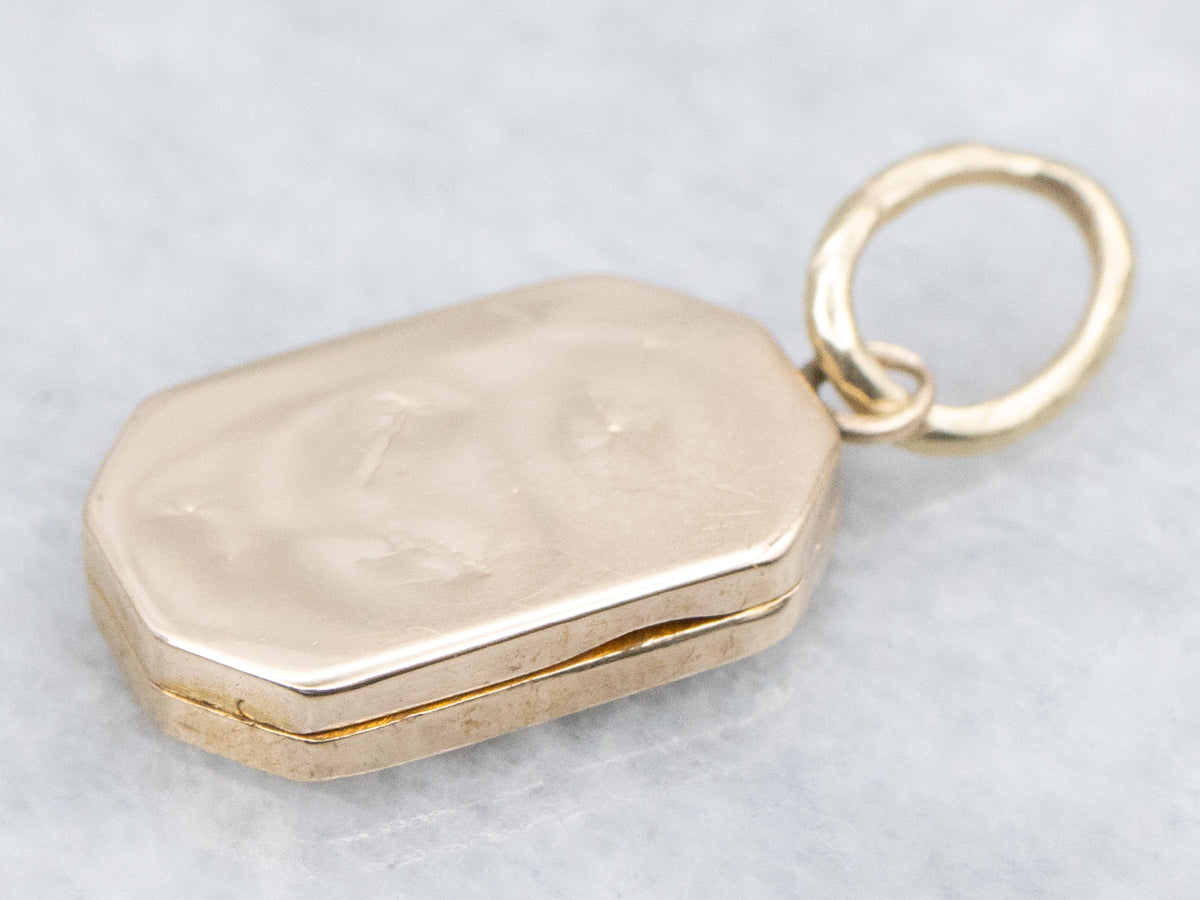 Engraved Gold Mini Rectangular Locket