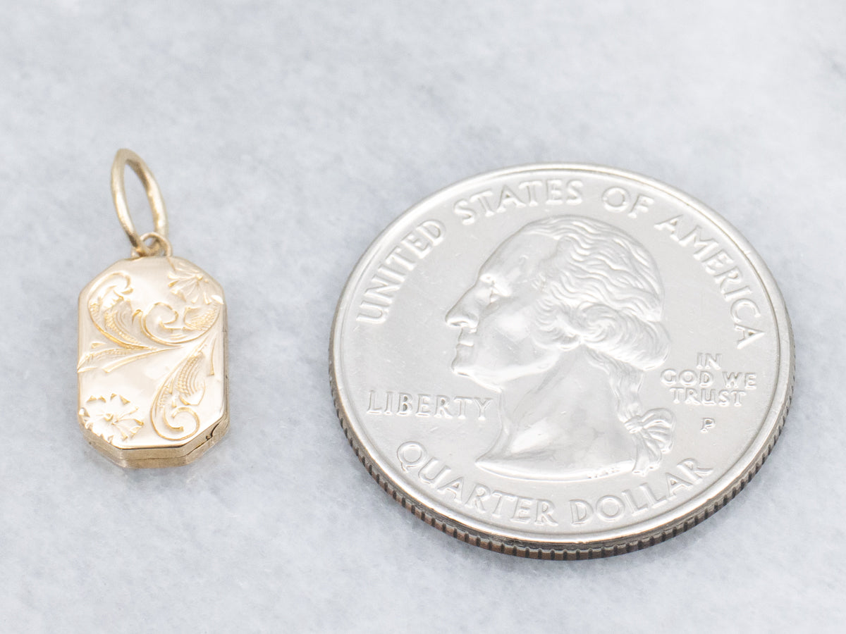 Engraved Gold Mini Rectangular Locket