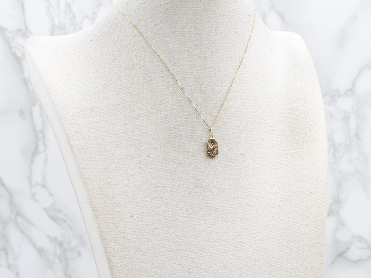 Engraved Gold Mini Rectangular Locket
