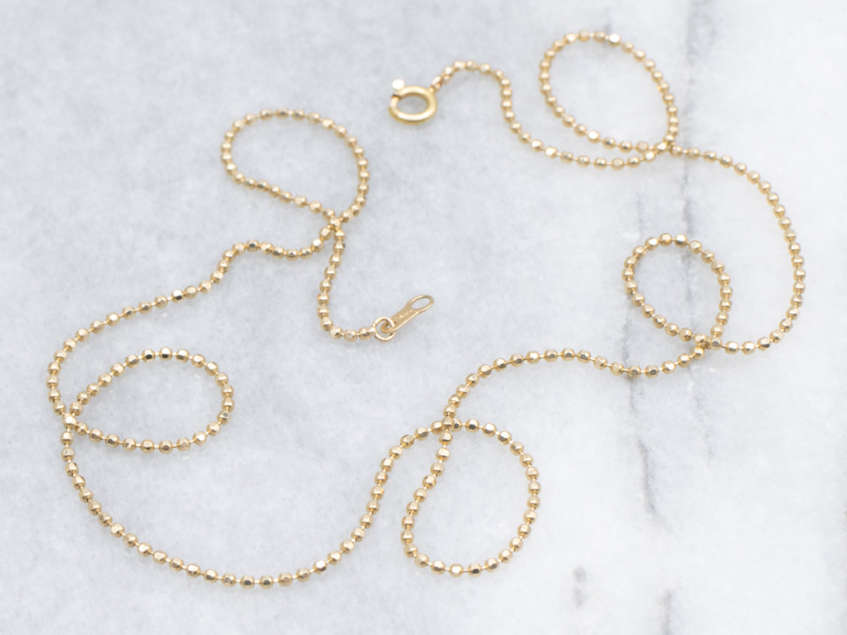 Faceted Yellow Gold Beaded-Ball Chain