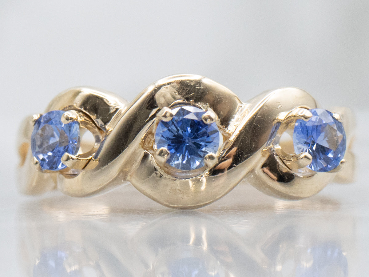 Triple Sapphire Twisting Gold Ring