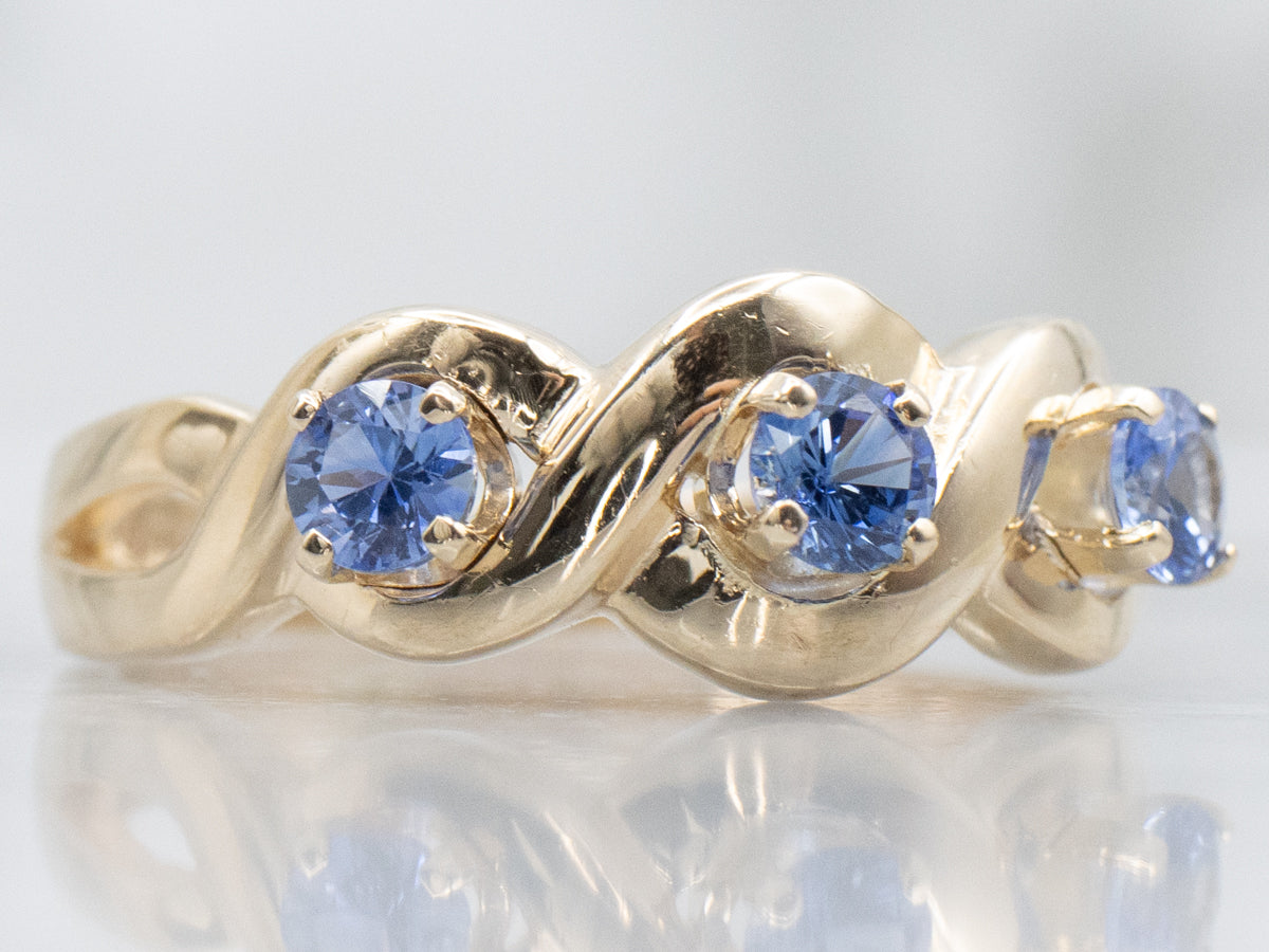 Triple Sapphire Twisting Gold Ring