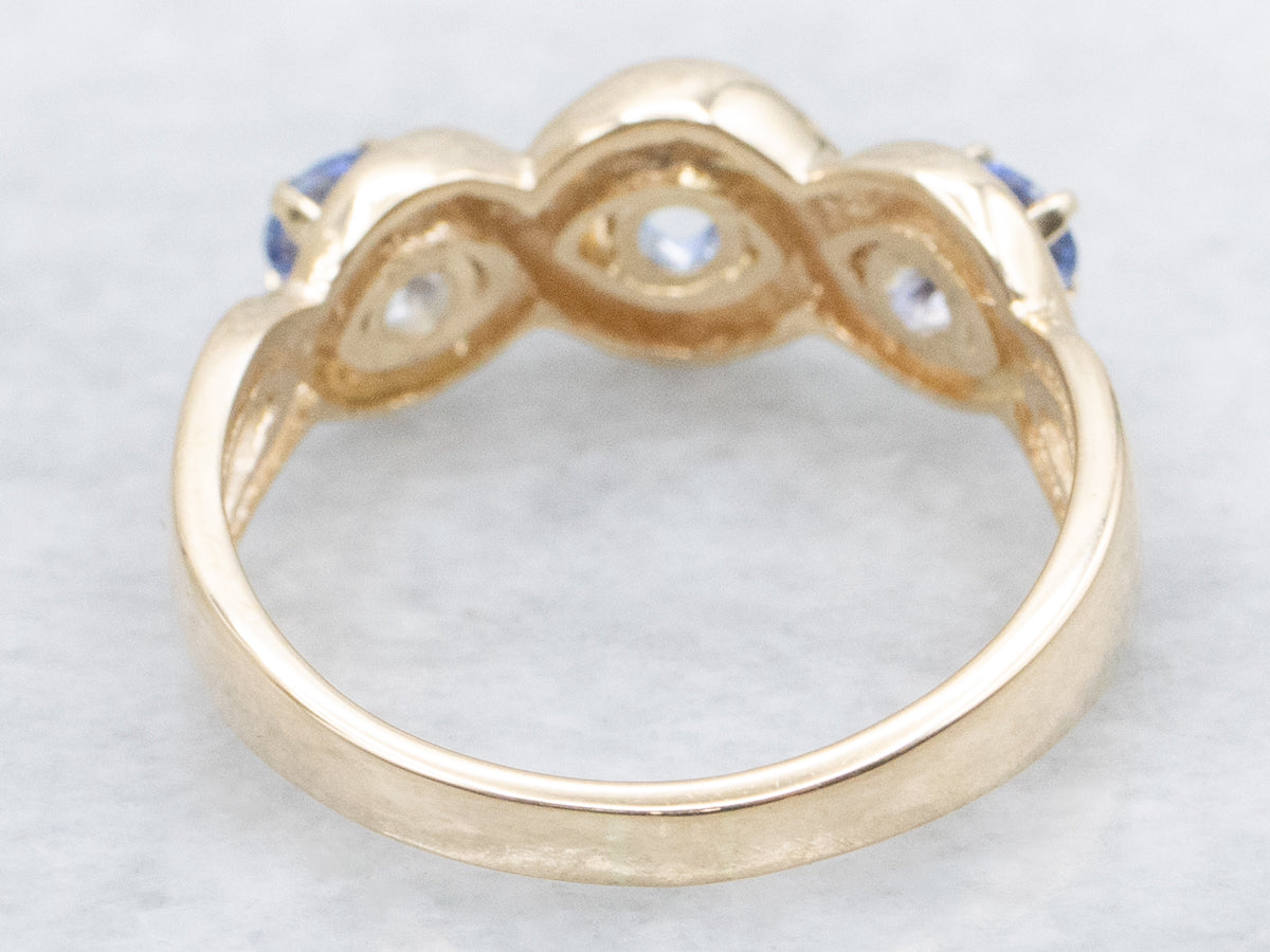 Triple Sapphire Twisting Gold Ring