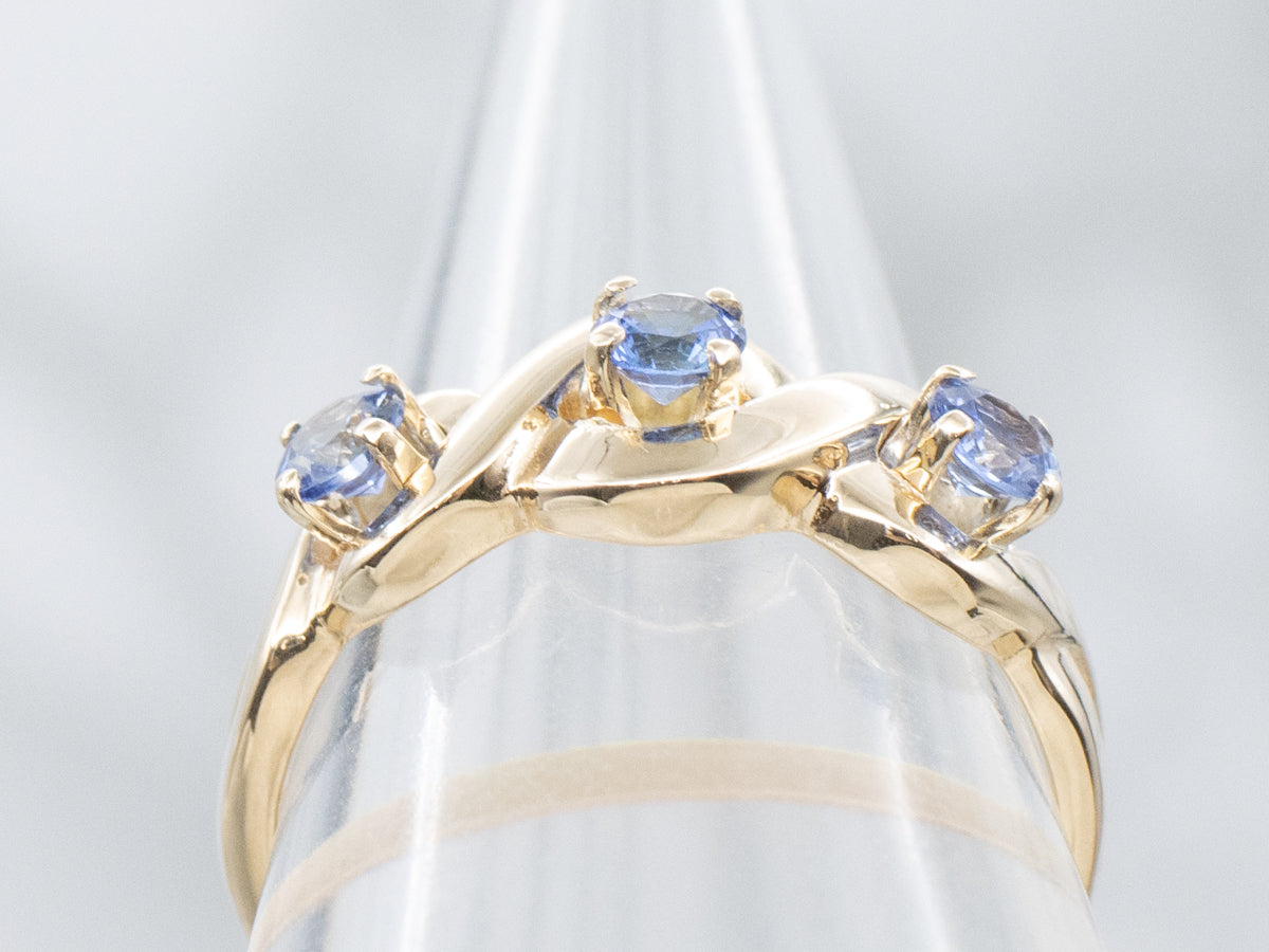 Triple Sapphire Twisting Gold Ring