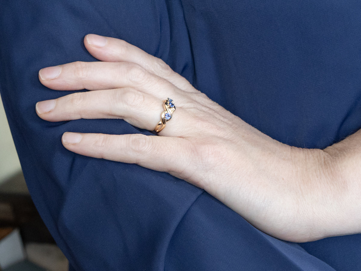 Triple Sapphire Twisting Gold Ring