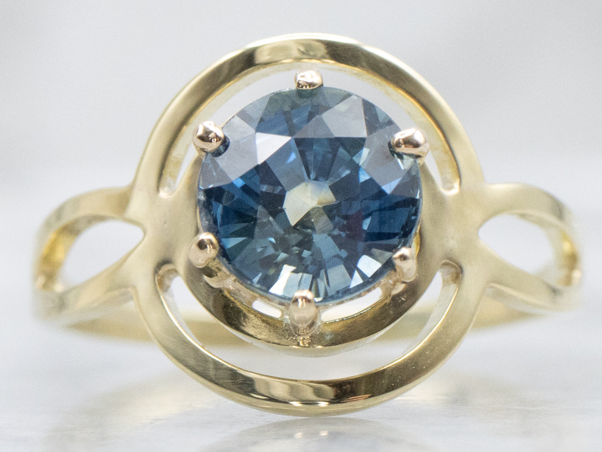 Unique Sapphire Solitaire Pin-Conversion Ring