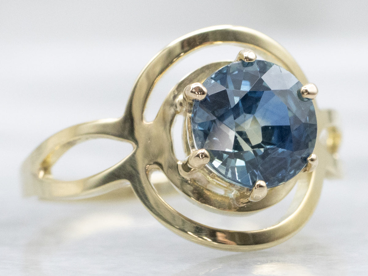 Unique Sapphire Solitaire Pin-Conversion Ring