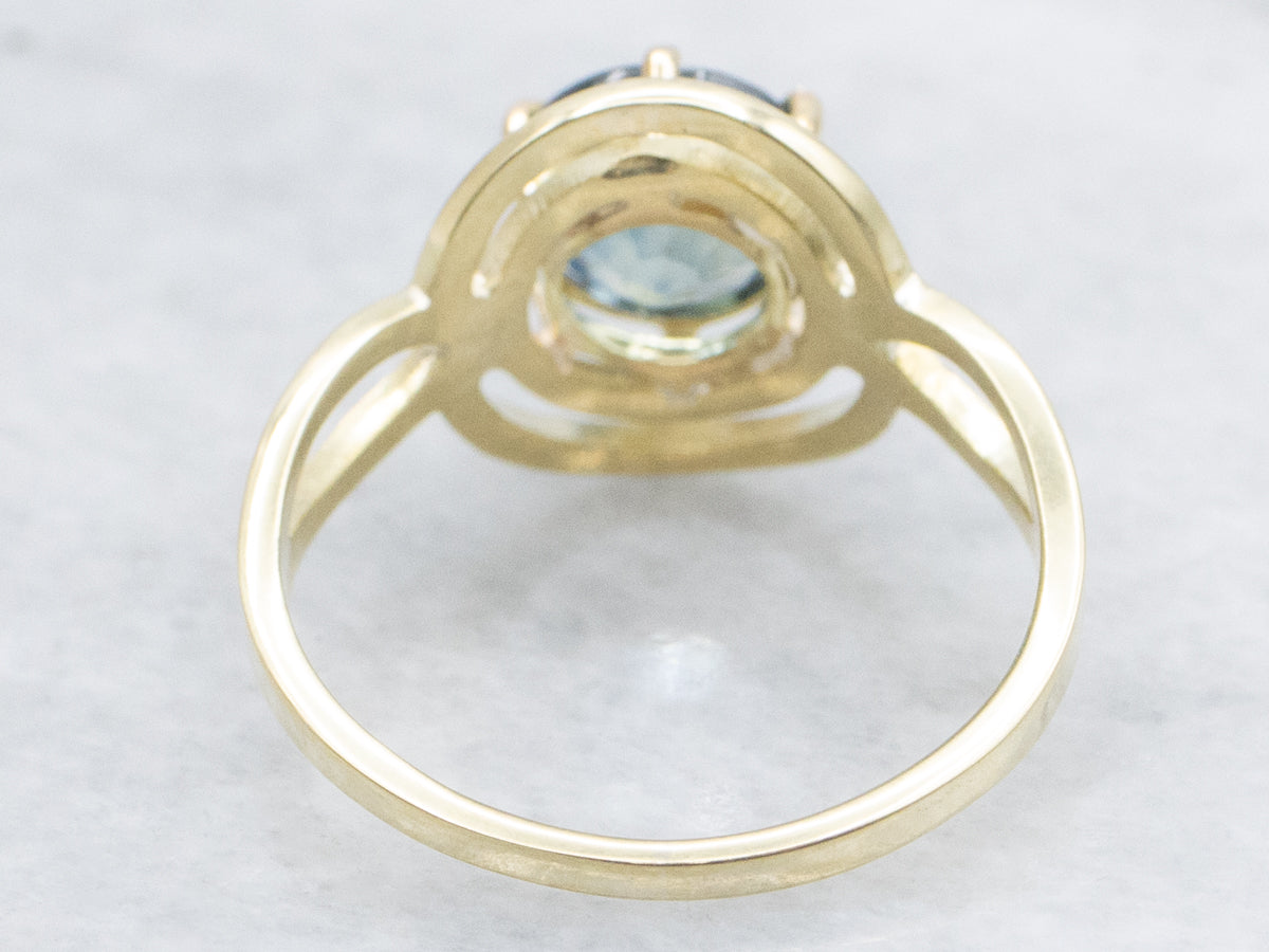 Unique Sapphire Solitaire Pin-Conversion Ring