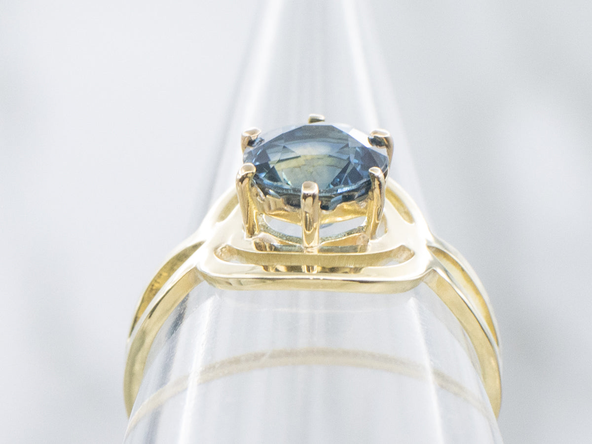 Unique Sapphire Solitaire Pin-Conversion Ring