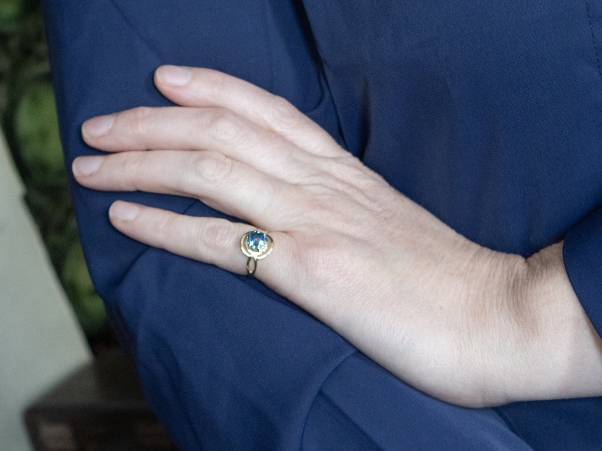 Unique Sapphire Solitaire Pin-Conversion Ring