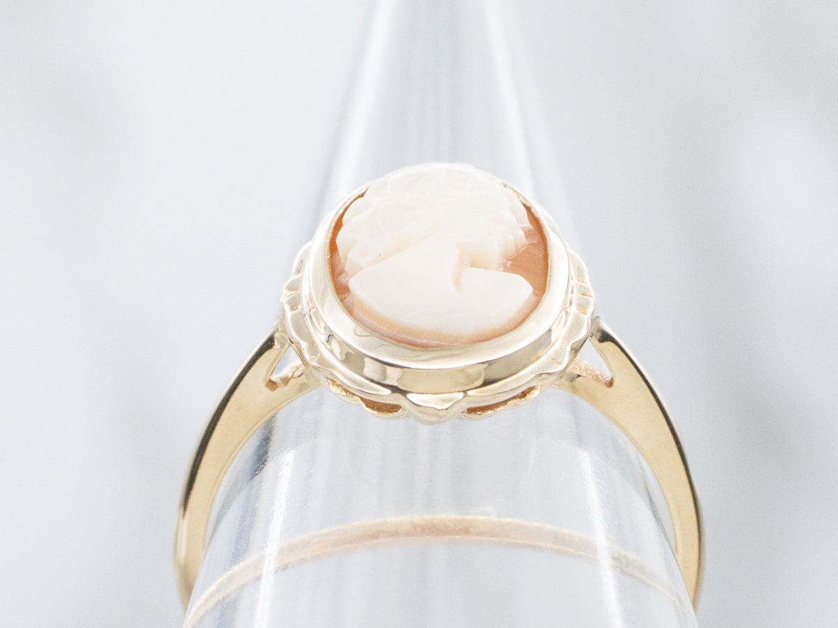 Mid-Century Yellow Gold Cameo Ring