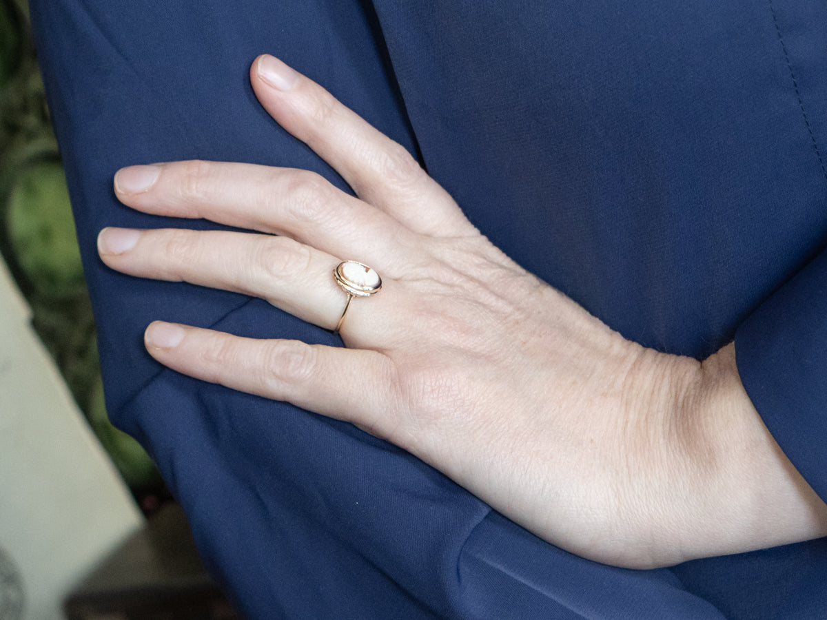 Mid-Century Yellow Gold Cameo Ring