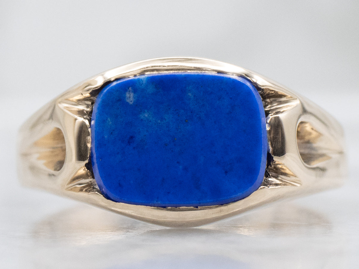 Vintage East-to-West Set Lapis Lazuli Gold Ring