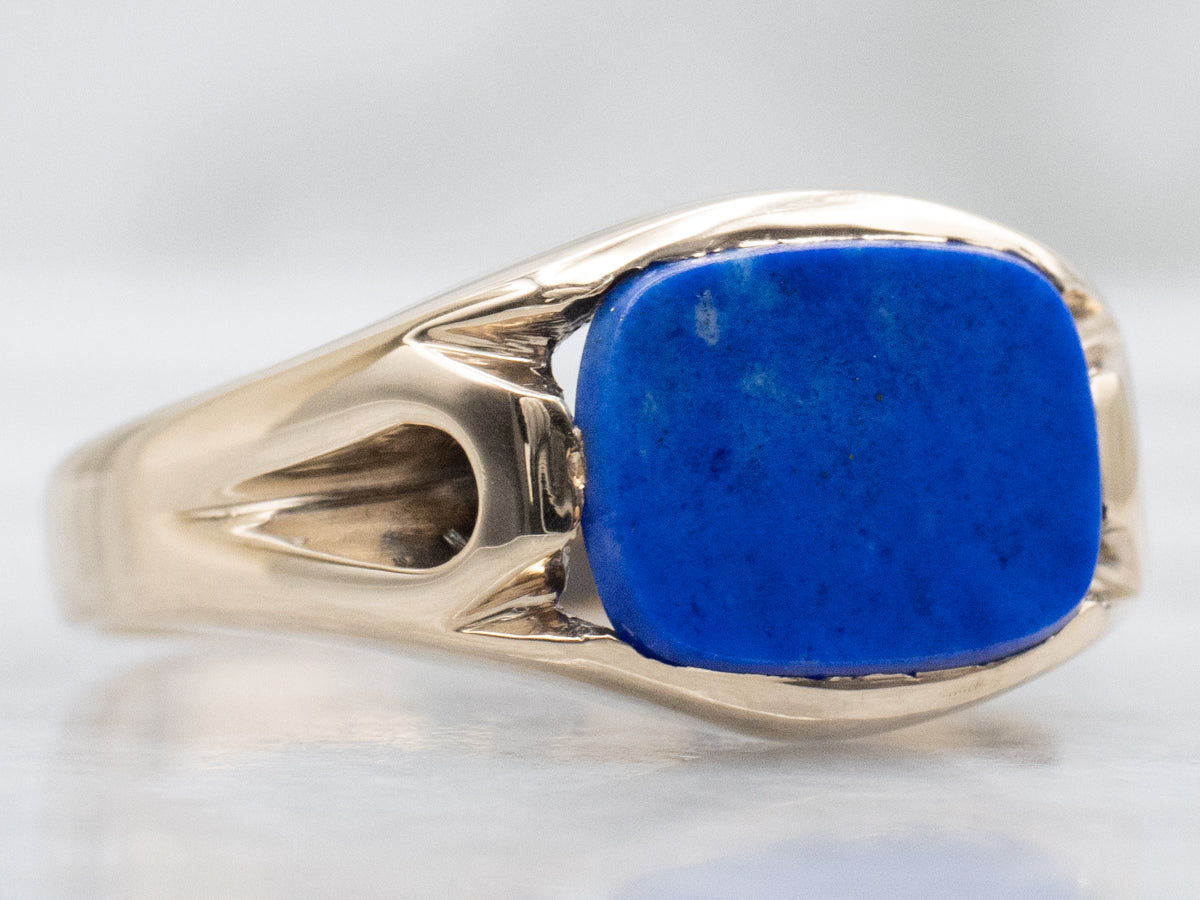 Vintage East-to-West Set Lapis Lazuli Gold Ring