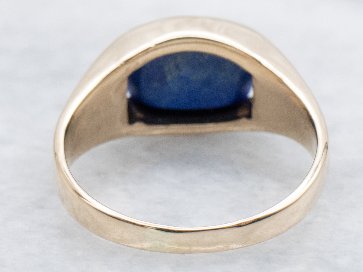 Vintage East-to-West Set Lapis Lazuli Gold Ring