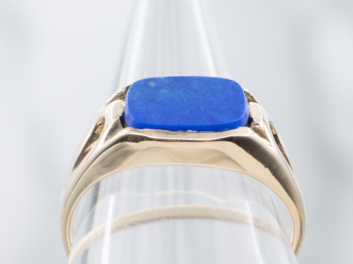 Vintage East-to-West Set Lapis Lazuli Gold Ring