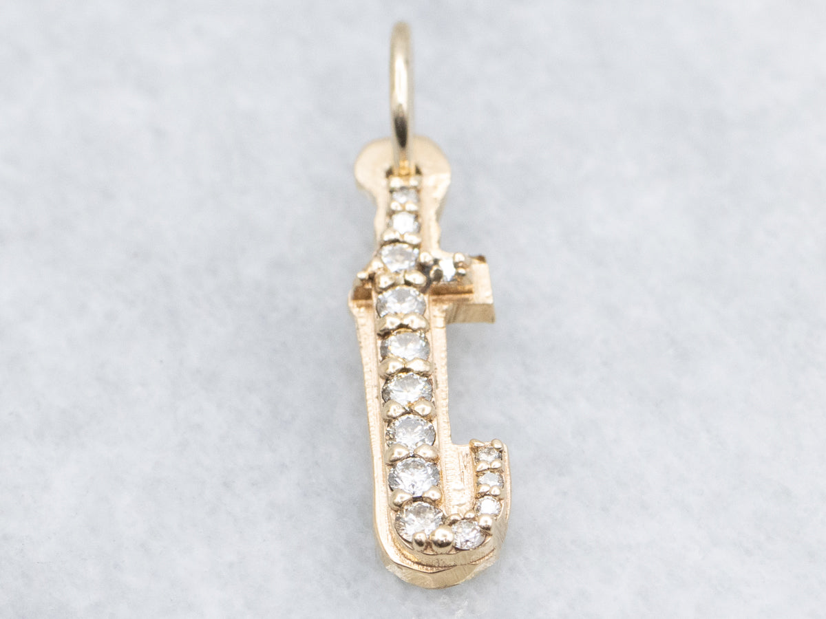 Diamond Initial "T" Gold Pendant