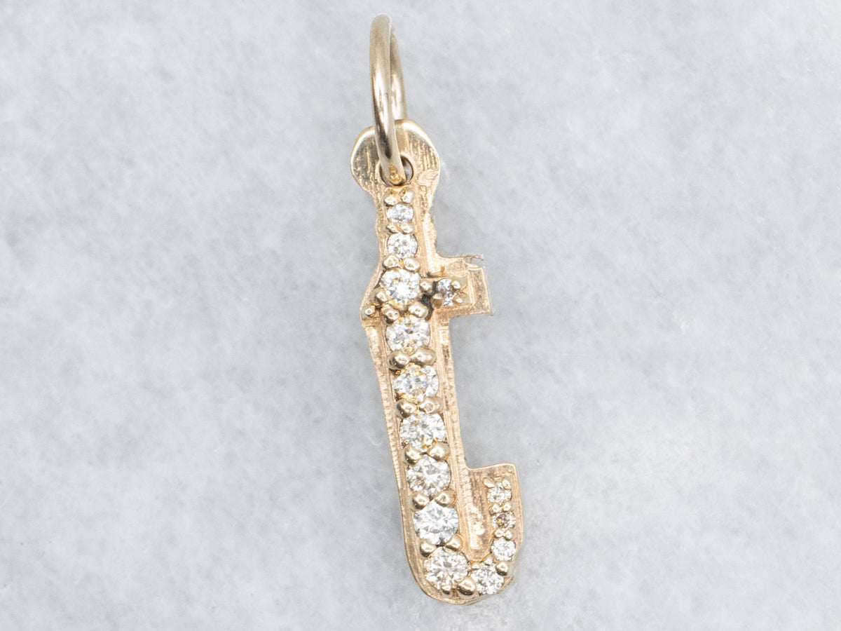 Diamond Initial "T" Gold Pendant