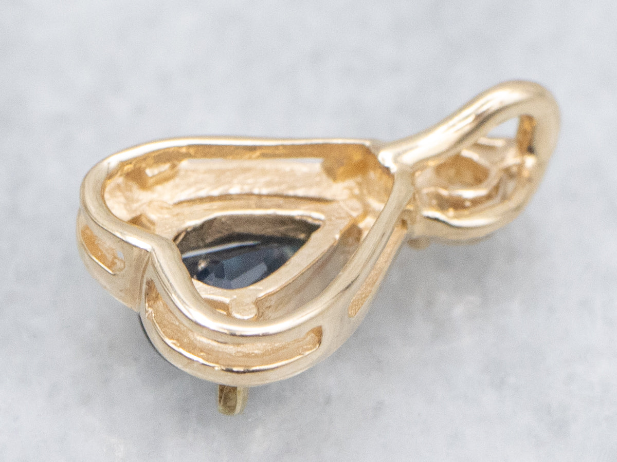 Teardrop Sapphire and Diamond Gold Pendant