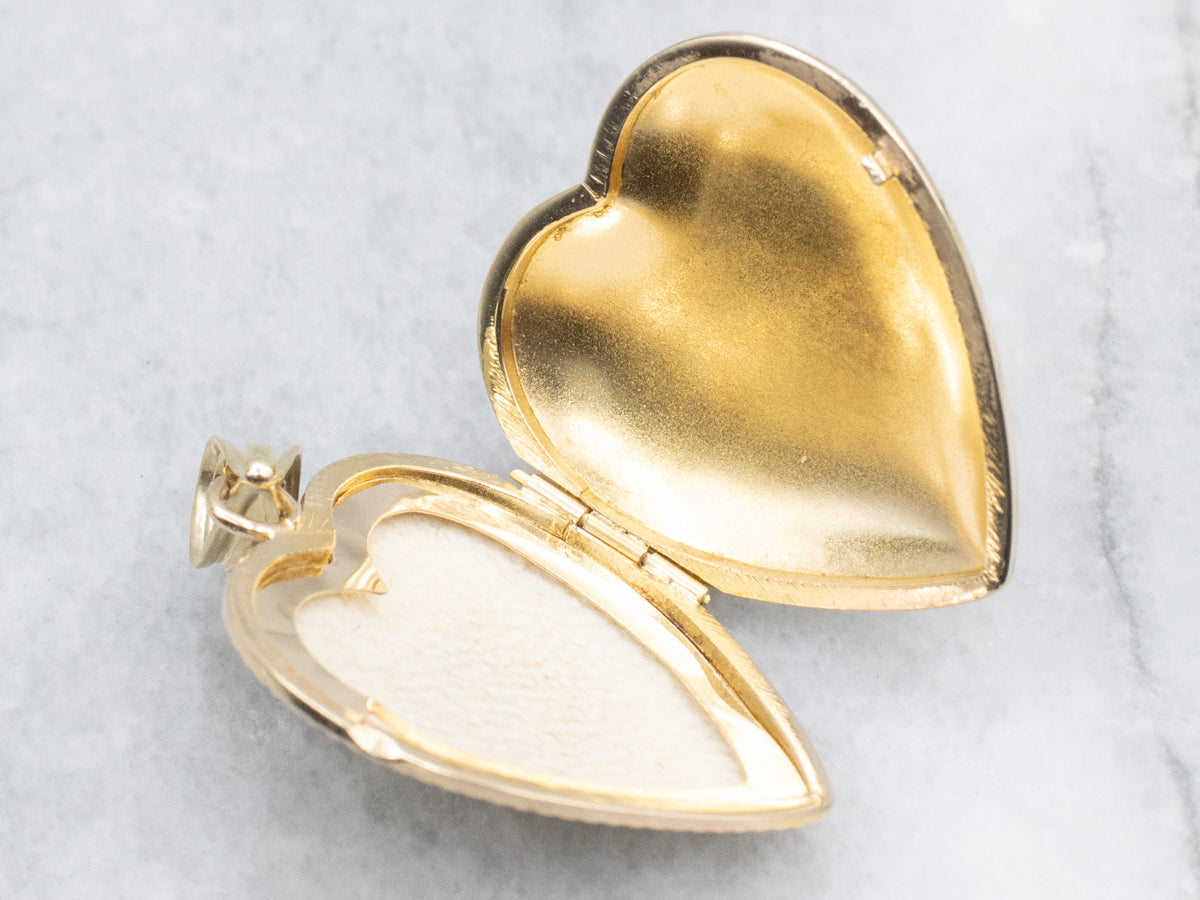 Vintage Engraved Gold Floral Heart Locket