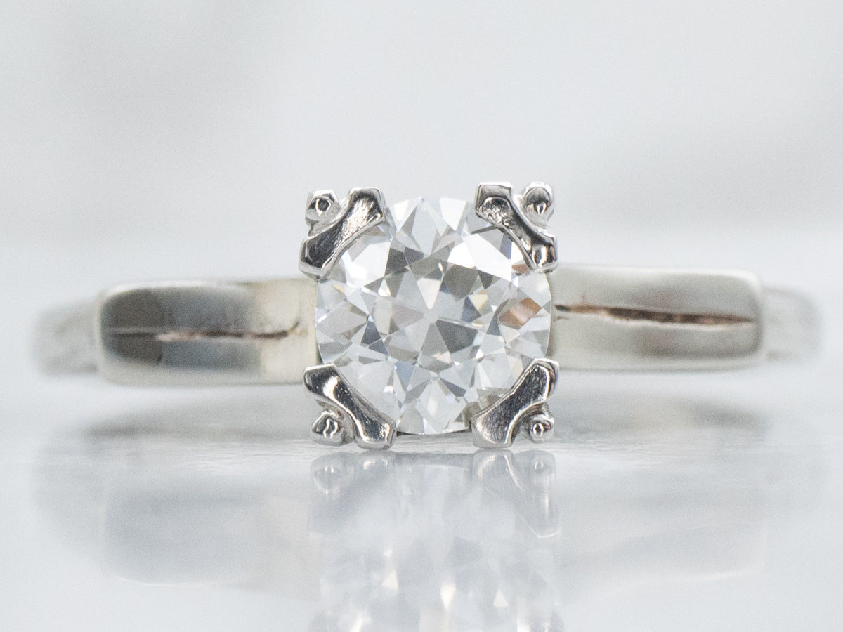 European Cut Diamond Retro Era Solitaire Engagement Ring