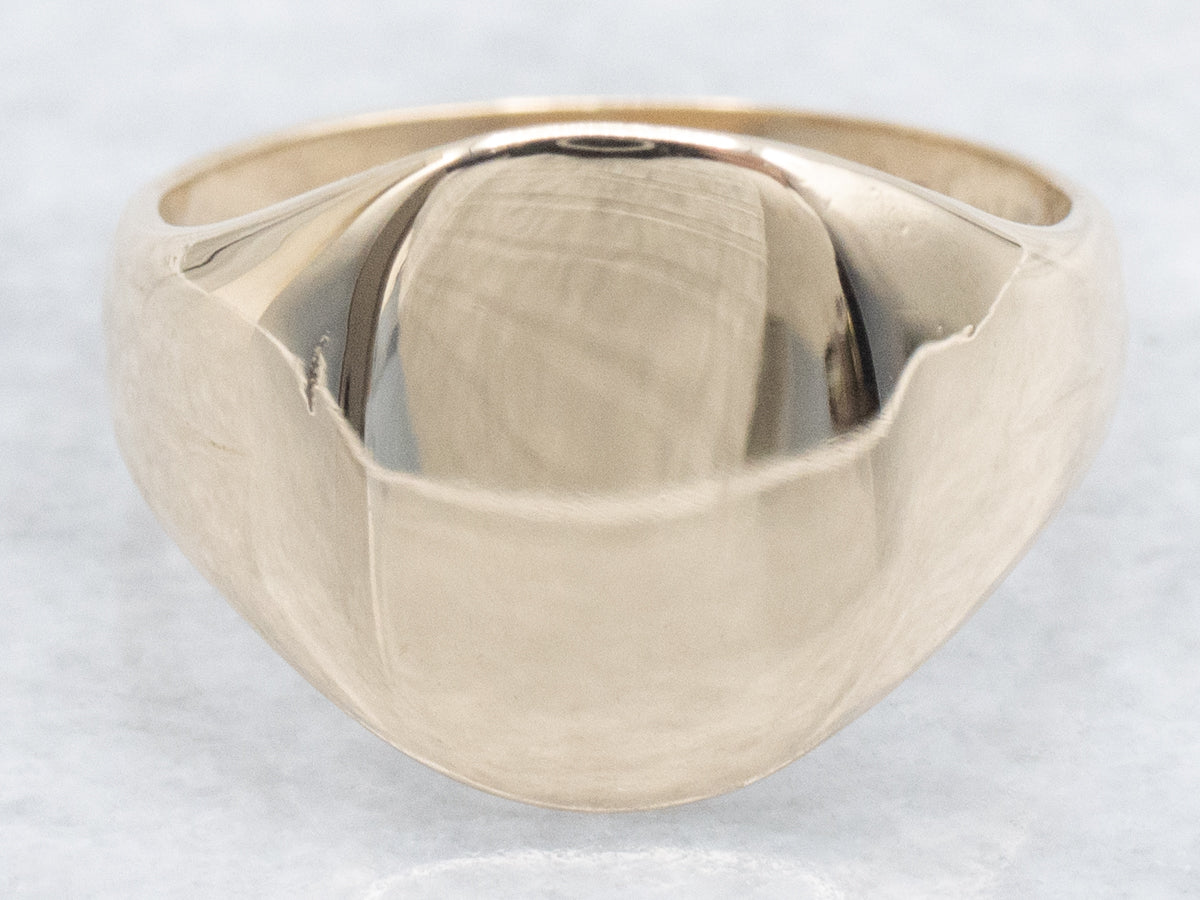 Simple Plain Oval Yellow Gold Signet Ring