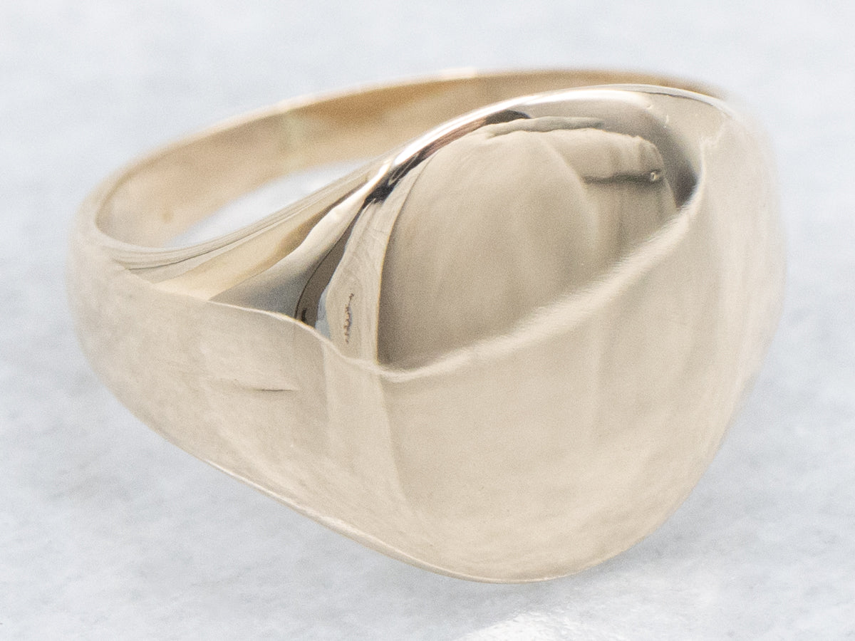 Simple Plain Oval Yellow Gold Signet Ring