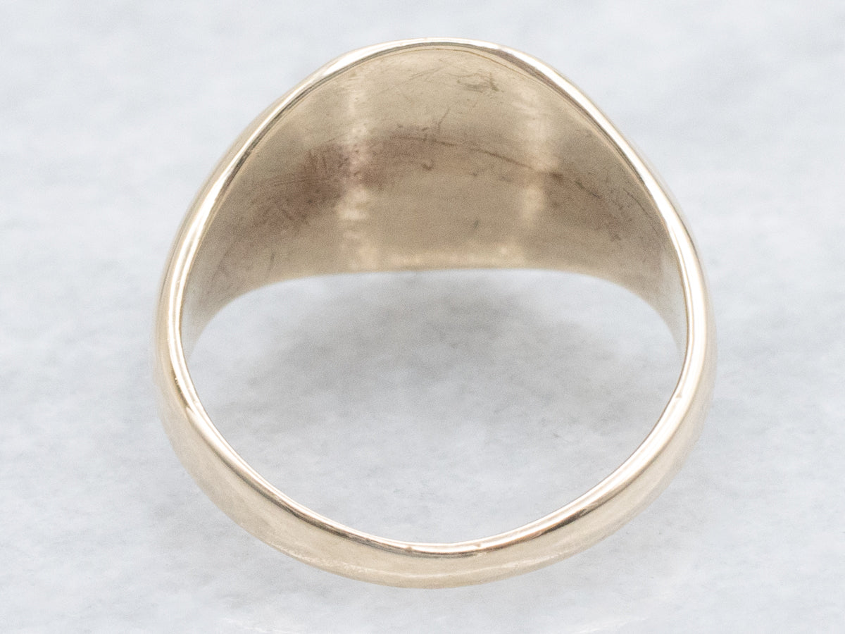Simple Plain Oval Yellow Gold Signet Ring