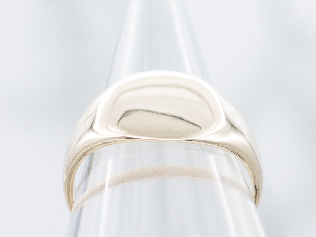 Simple Plain Oval Yellow Gold Signet Ring