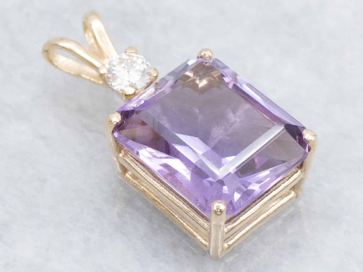 Amethyst and Gold Pendant with Diamond Accent