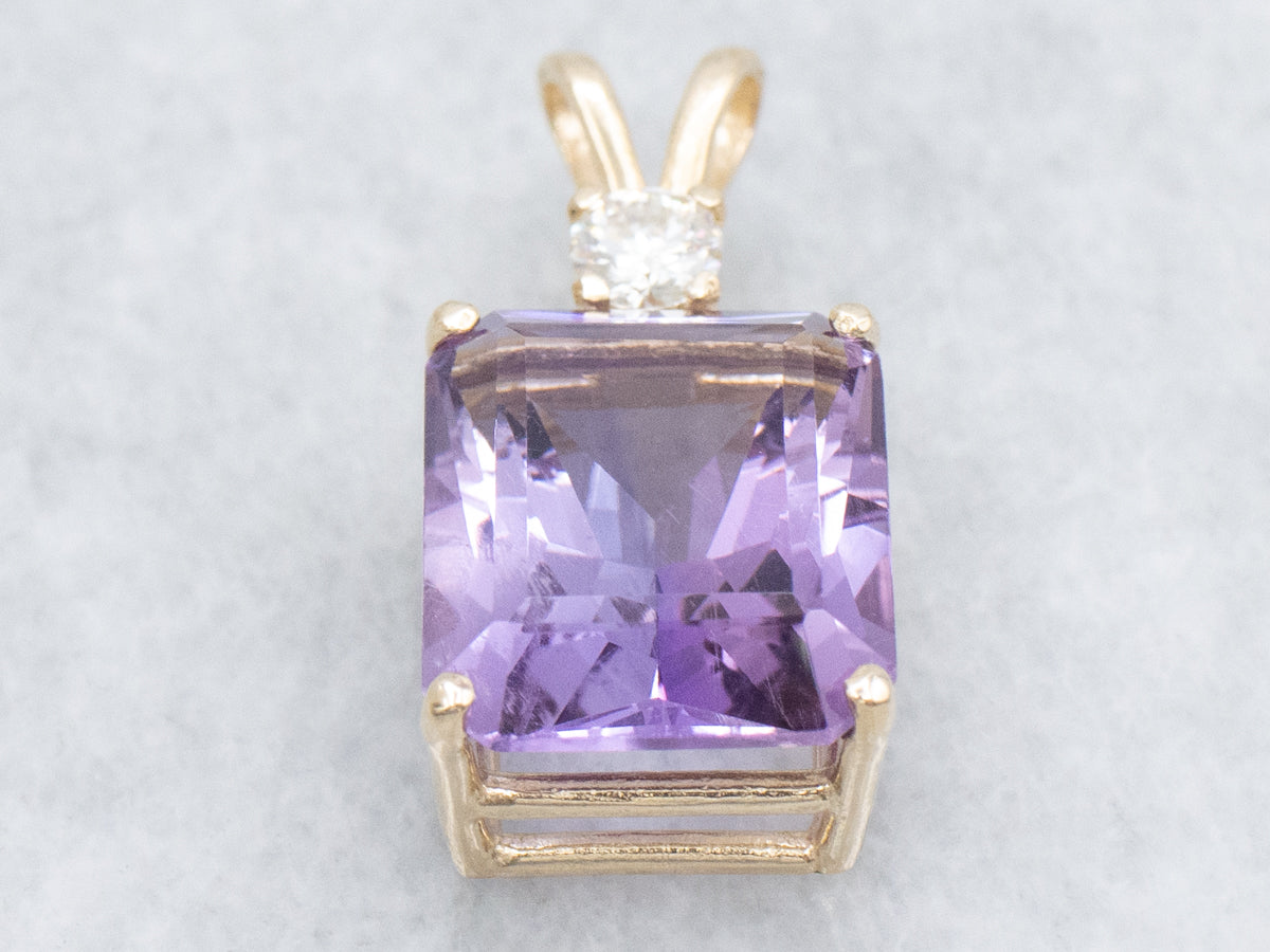 Amethyst and Gold Pendant with Diamond Accent