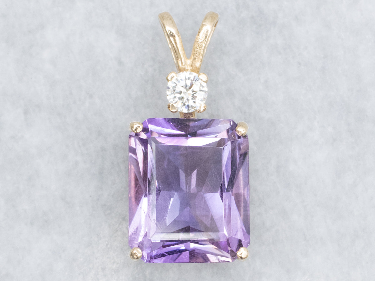 Amethyst and Gold Pendant with Diamond Accent