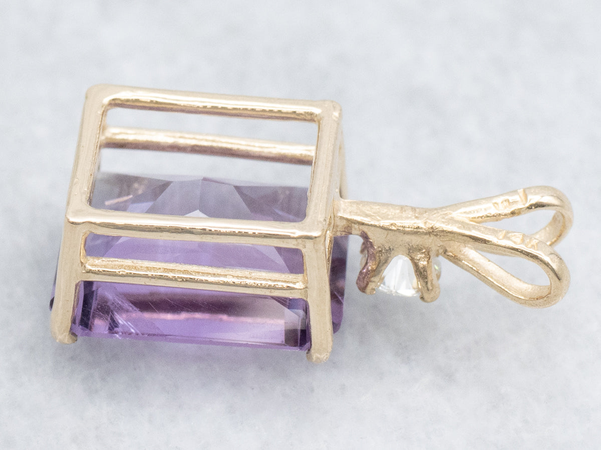 Amethyst and Gold Pendant with Diamond Accent