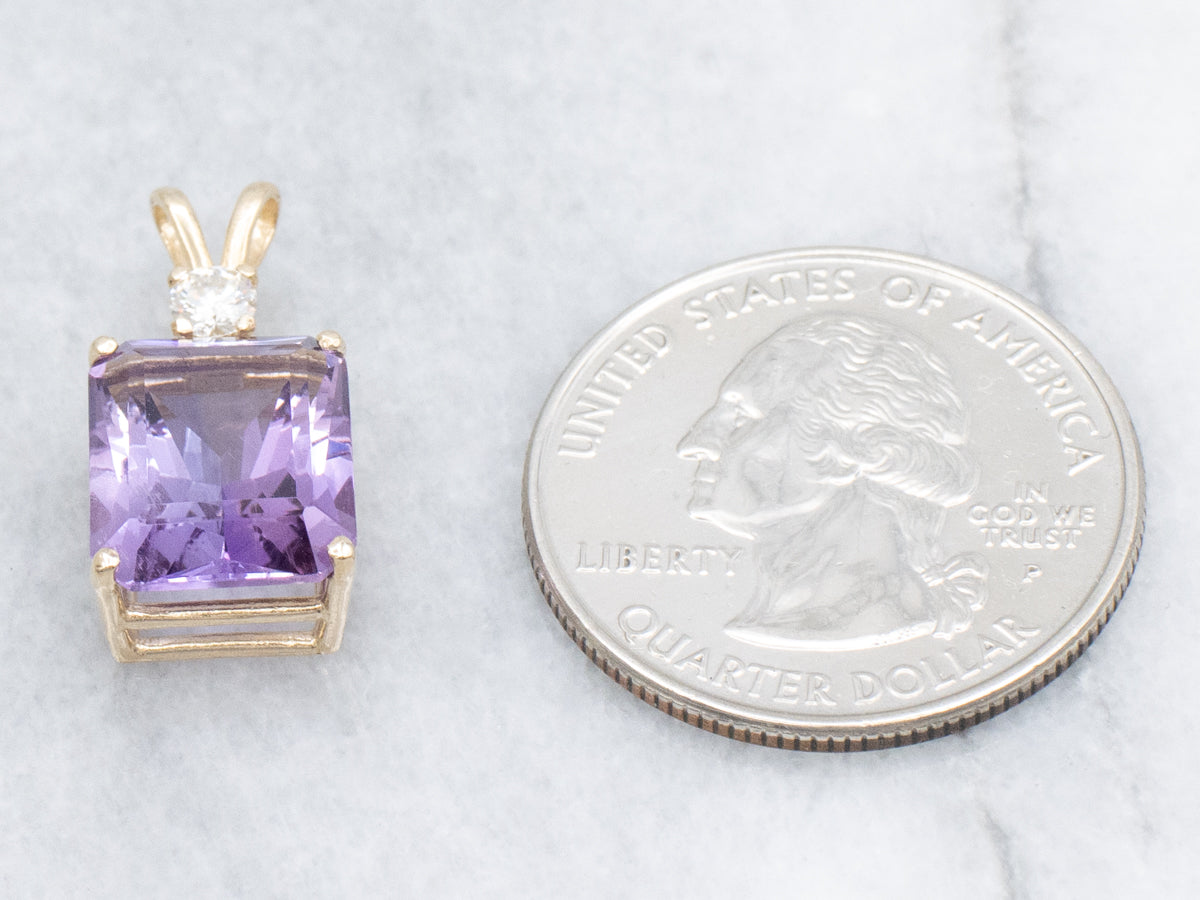 Amethyst and Gold Pendant with Diamond Accent