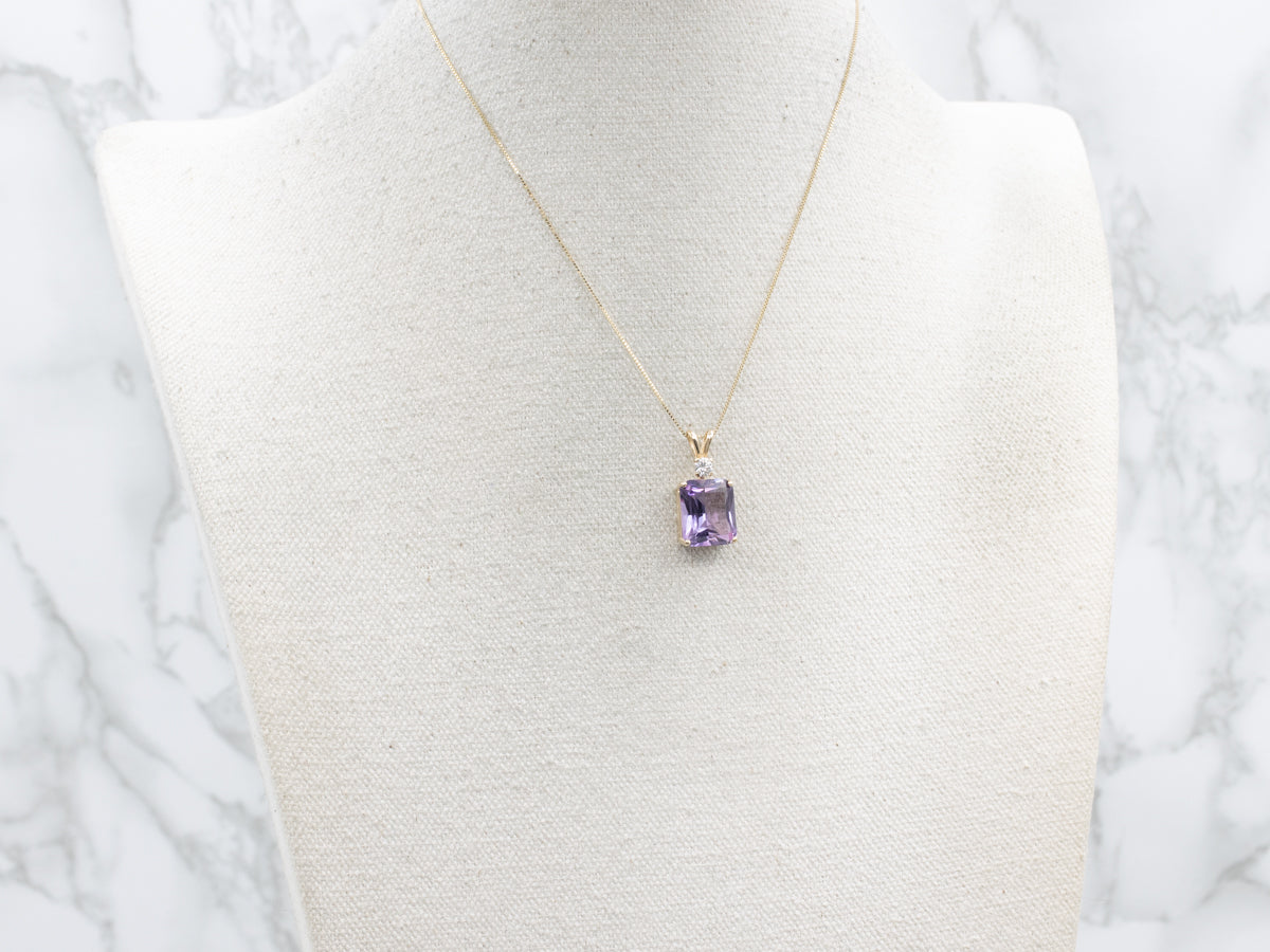 Amethyst and Gold Pendant with Diamond Accent