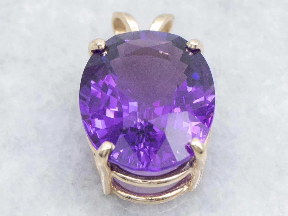 Oval-Cut Amethyst Yellow Gold Pendant