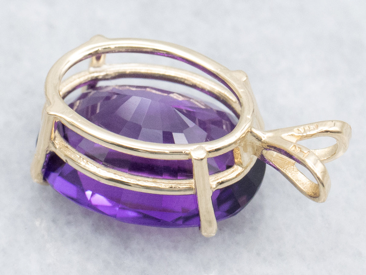 Oval-Cut Amethyst Yellow Gold Pendant
