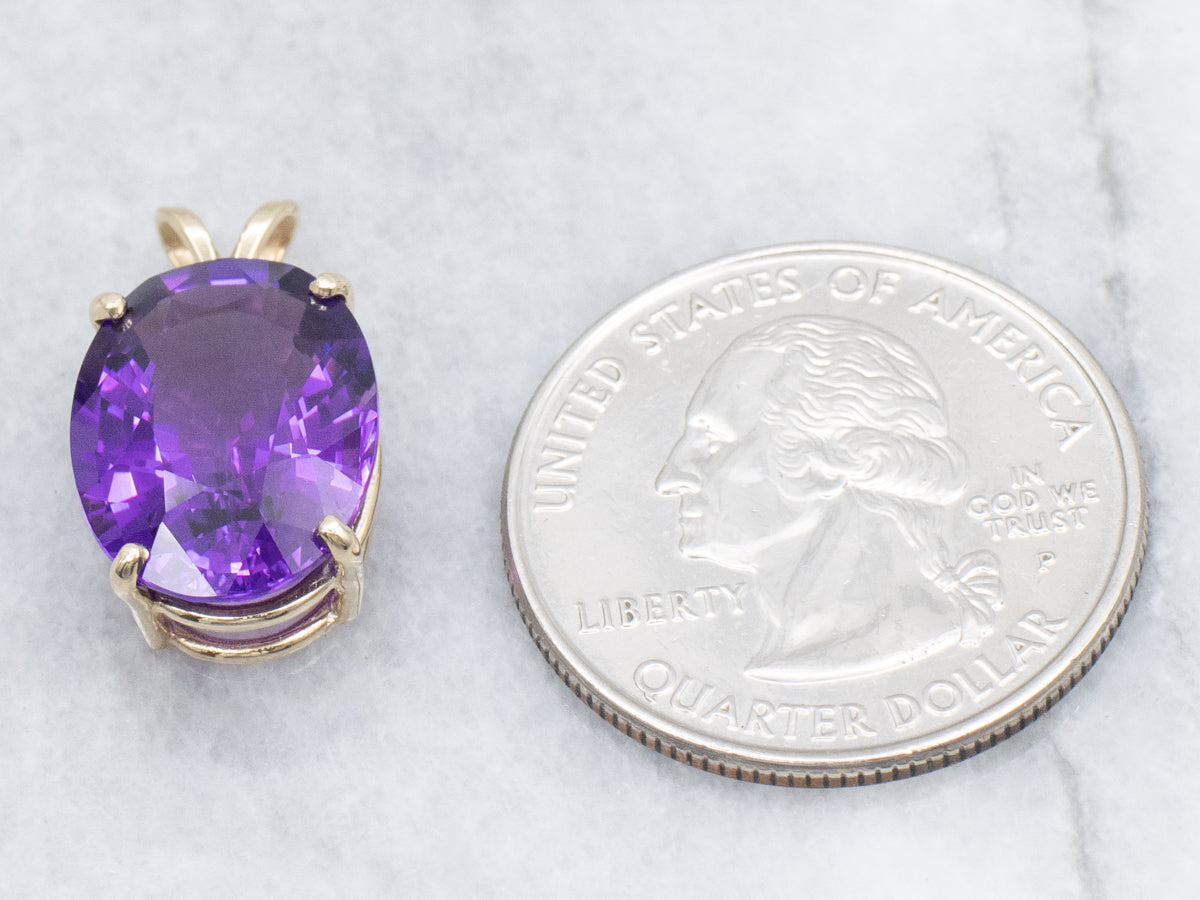 Oval-Cut Amethyst Yellow Gold Pendant