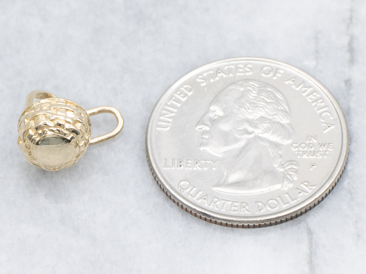 Vintage Gold Woven Basket Charm