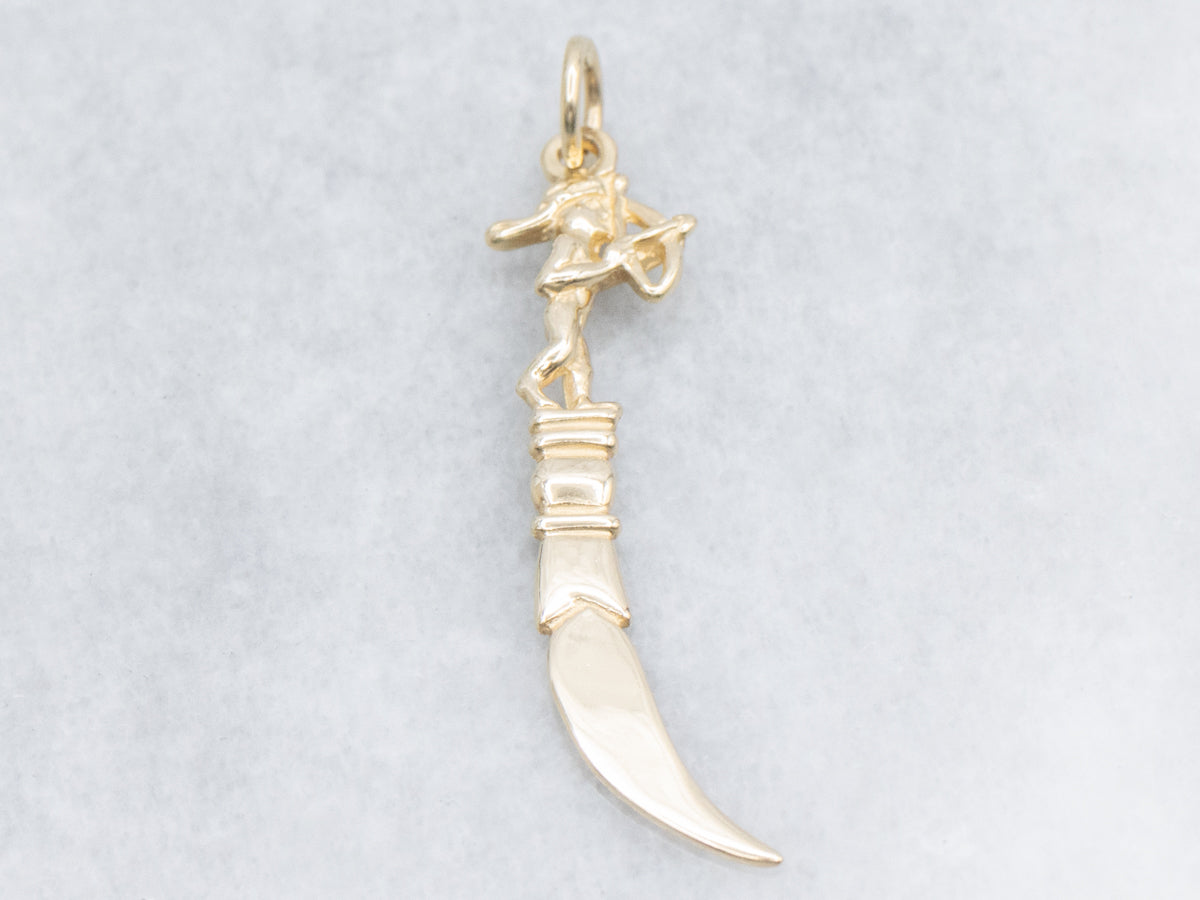 Shipwreck Gold Spanish Galleon Replica Cupid Toothpick Pendant