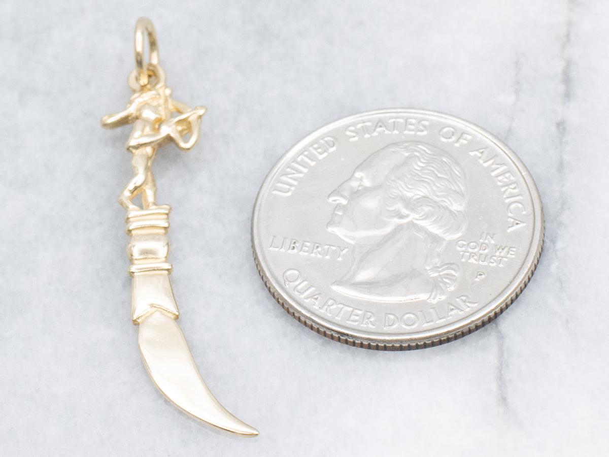 Shipwreck Gold Spanish Galleon Replica Cupid Toothpick Pendant
